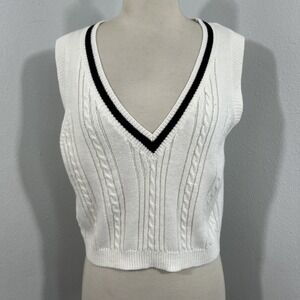 Garage Cropped‎ Vest Womens M Tennis Cricket Academia Preppy Retro Quiet Luxury